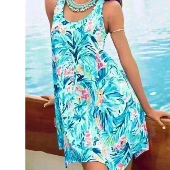 Lilly Pulitzer Melle Prima Cotton Turquoise Beach Short Dress size XXS - Picture 3 of 10
